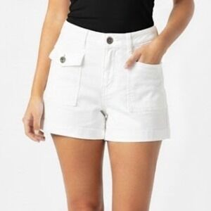 NEW Cato Womens White High Rise Utility Shorts Button Fly Pockets Size‎ 14